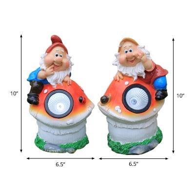 2-Pack Handmade Sprite Solar Path Light Cartoon Resin Brown/Orange/Purple-Blue LED Ground Lighting for Backyard