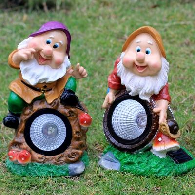 2-Pack Handmade Sprite Solar Path Light Cartoon Resin Brown/Orange/Purple-Blue LED Ground Lighting for Backyard