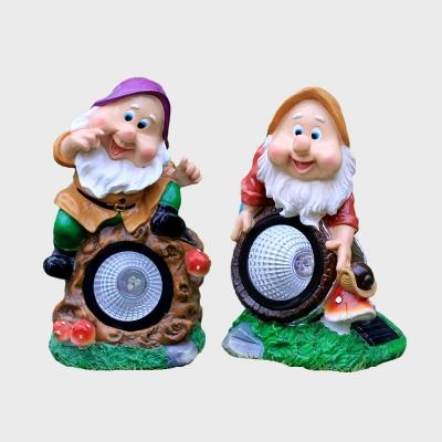 2-Pack Handmade Sprite Solar Path Light Cartoon Resin Brown/Orange/Purple-Blue LED Ground Lighting for Backyard