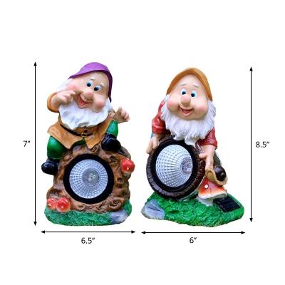 2-Pack Handmade Sprite Solar Path Light Cartoon Resin Brown/Orange/Purple-Blue LED Ground Lighting for Backyard