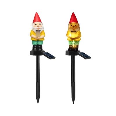 5 PCs Santa Claus Resin Stake Lamp Cartoon Yellow LED Solar Pathway Light for Christmas Decor