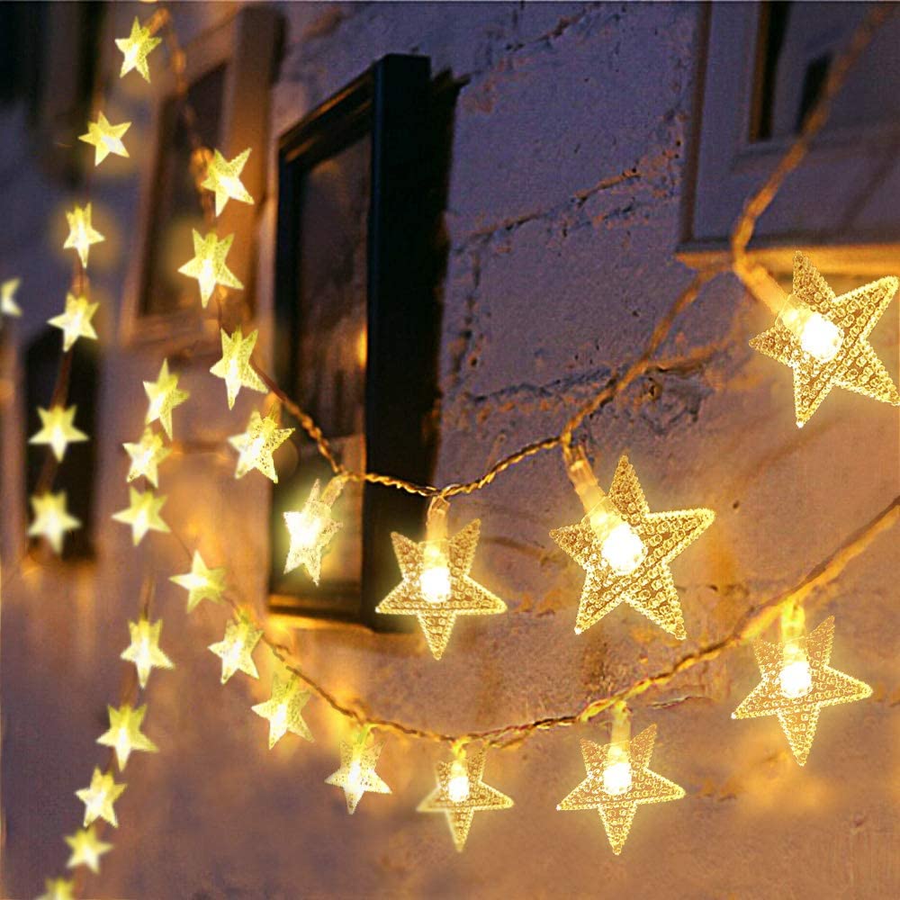 Extendable Waterproof Decorative Star Twinkle Lights 43 ft in with 8 Flashing Modes
