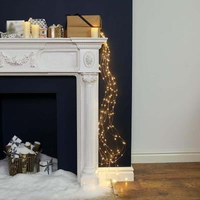 65.6ft Copper Wire Cascade Starry Fairy Light Stylish Modern 200-Light Bronze Plug-in/Battery/Solar LED String Lamp for Christmas Deco