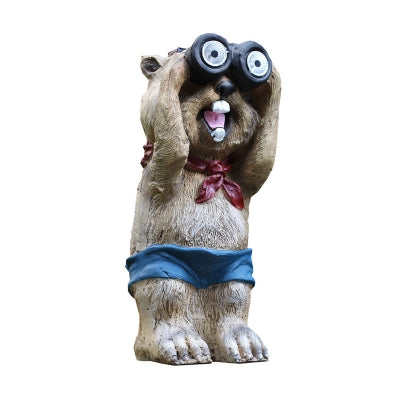 Bear Wearing Binoculars Ground Lighting Cartoon Resin Brown Decorative LED Path Lamp for Garden