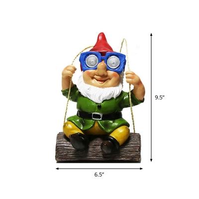 Elf Outdoor Solar Powered Hanging Light Resin LED Kids Pendant Lighting in Purple/Green
