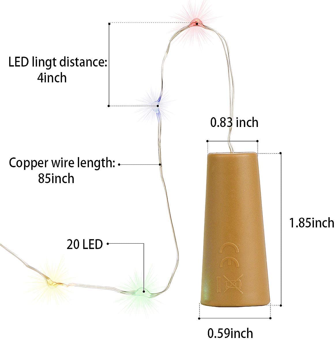 16 Pack Battery Operated LED Cork Lights Warm White 2M 20LEDs String Lighting