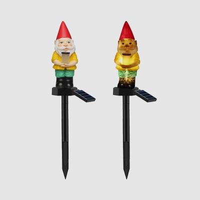 5 PCs Santa Claus Resin Stake Lamp Cartoon Yellow LED Solar Pathway Light for Christmas Decor