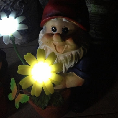 CElfin and Sunflower Resin Ground Light Kids Blue/Green Solar Operated LED Pathway Lamp