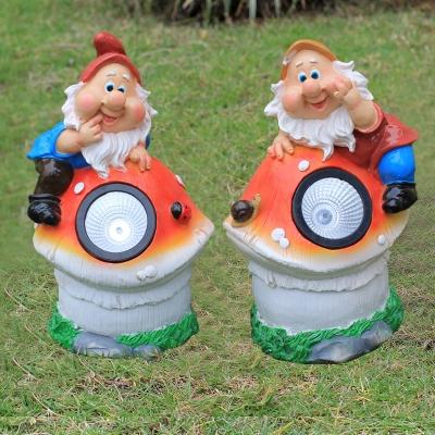 2-Pack Handmade Sprite Solar Path Light Cartoon Resin Brown/Orange/Purple-Blue LED Ground Lighting for Backyard