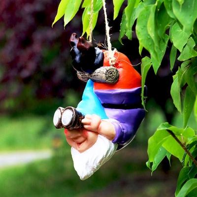 Elf Outdoor Solar Powered Hanging Light Resin LED Kids Pendant Lighting in Purple/Green