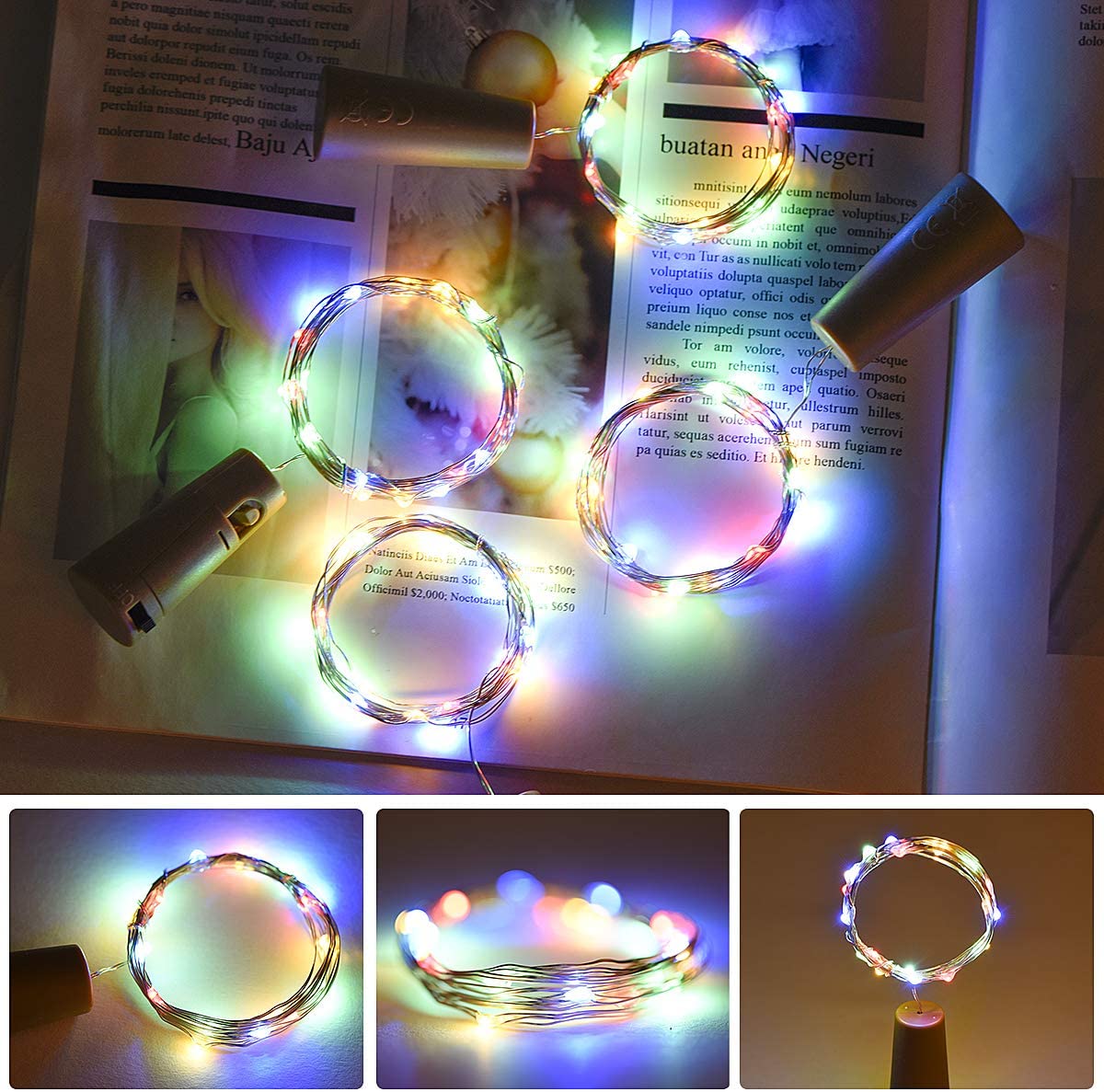 16 Pack Battery Operated LED Cork Lights Warm White 2M 20LEDs String Lighting