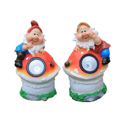 2-Pack Handmade Sprite Solar Path Light Cartoon Resin Brown/Orange/Purple-Blue LED Ground Lighting for Backyard