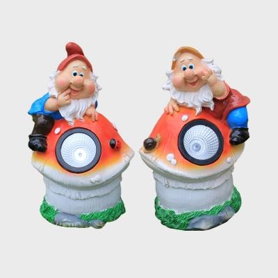 2-Pack Handmade Sprite Solar Path Light Cartoon Resin Brown/Orange/Purple-Blue LED Ground Lighting for Backyard