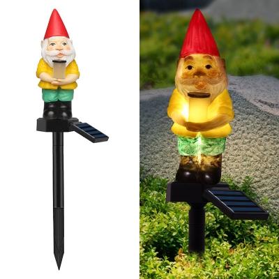 5 PCs Santa Claus Resin Stake Lamp Cartoon Yellow LED Solar Pathway Light for Christmas Decor
