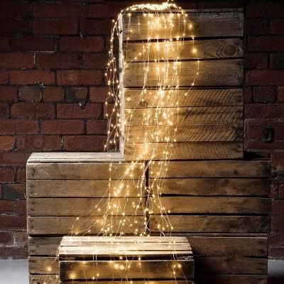 65.6ft Copper Wire Cascade Starry Fairy Light Stylish Modern 200-Light Bronze Plug-in/Battery/Solar LED String Lamp for Christmas Deco