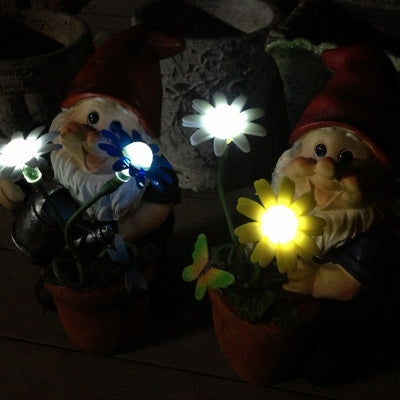 CElfin and Sunflower Resin Ground Light Kids Blue/Green Solar Operated LED Pathway Lamp