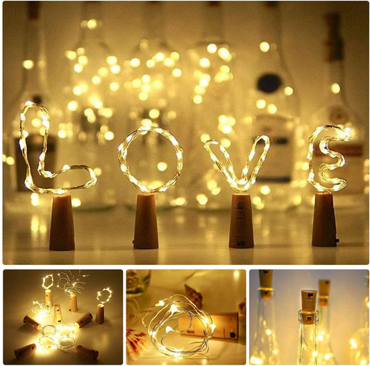 16 Pack Battery Operated LED Cork Lights Warm White 2M 20LEDs String Lighting