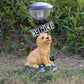 Dog Statue Front Door Solar Ground Light Resin LED Modern Path Lighting Ideas in Yellow with Bowl Lampshade