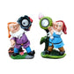 2-Pack Handmade Sprite Solar Path Light Cartoon Resin Brown/Orange/Purple-Blue LED Ground Lighting for Backyard