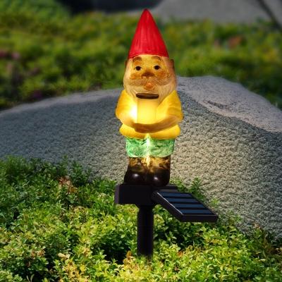 5 PCs Santa Claus Resin Stake Lamp Cartoon Yellow LED Solar Pathway Light for Christmas Decor