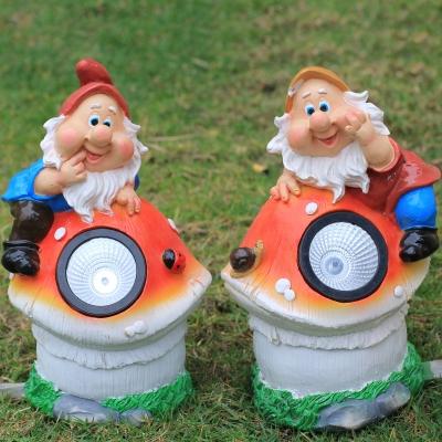 2-Pack Handmade Sprite Solar Path Light Cartoon Resin Brown/Orange/Purple-Blue LED Ground Lighting for Backyard