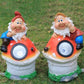 2-Pack Handmade Sprite Solar Path Light Cartoon Resin Brown/Orange/Purple-Blue LED Ground Lighting for Backyard