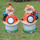 2-Pack Handmade Sprite Solar Path Light Cartoon Resin Brown/Orange/Purple-Blue LED Ground Lighting for Backyard
